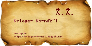 Krieger Kornél névjegykártya